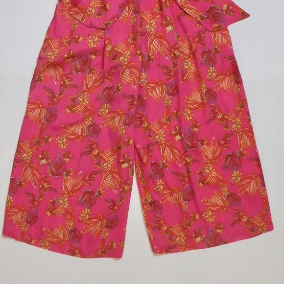 FREE PEOPLE Hot Tropics Jumpsuit Cropped Floral Tie Waist Colorful Print Size 4 - Picture 6 of 16